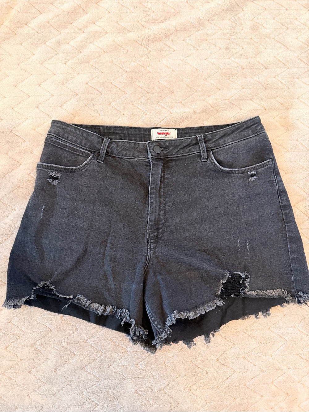Wrangler Black Distressed High-Rise Jean Shorts